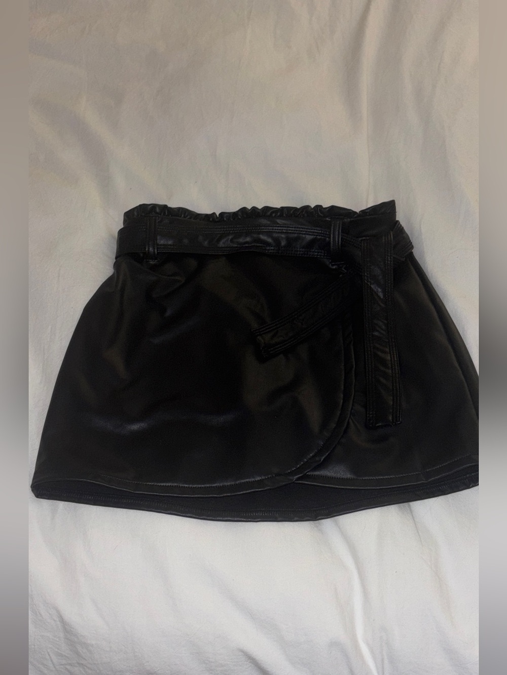 abercrombie kids Black Faux Leather Wrap Mini SKORT